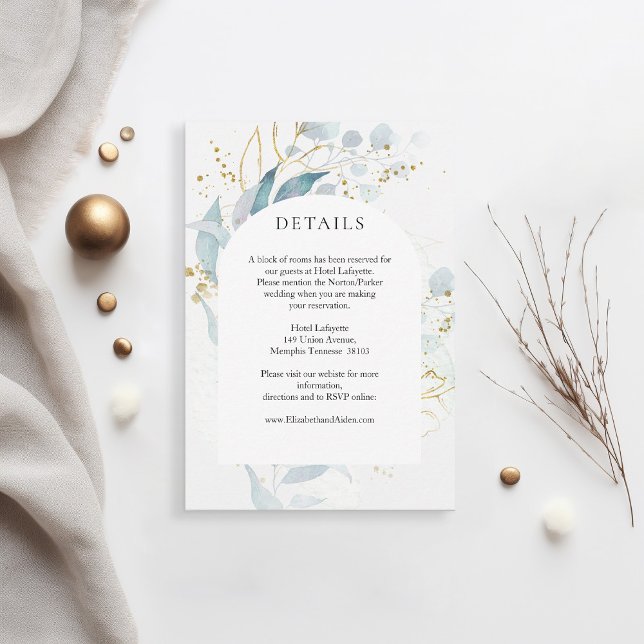 Blue Gold (Imitate) White Wedding Collection UAWG RSVP Karte (Von Creator hochgeladen)