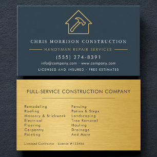 Blue Gold Industrial Handyman Construction Visitenkarte
