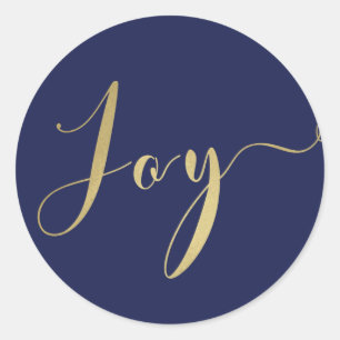 Blue & Gold JOY Urlaub Neue Jahre Weihnachten Runder Aufkleber