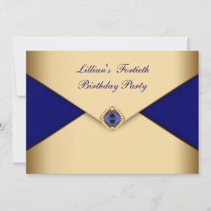 Blue Gold Juwel Elegantes 40. Geburtstagsgeschenk Einladung