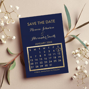 Blue Gold Kalender der Luxury Marine Save the Date Ankündigungspostkarte