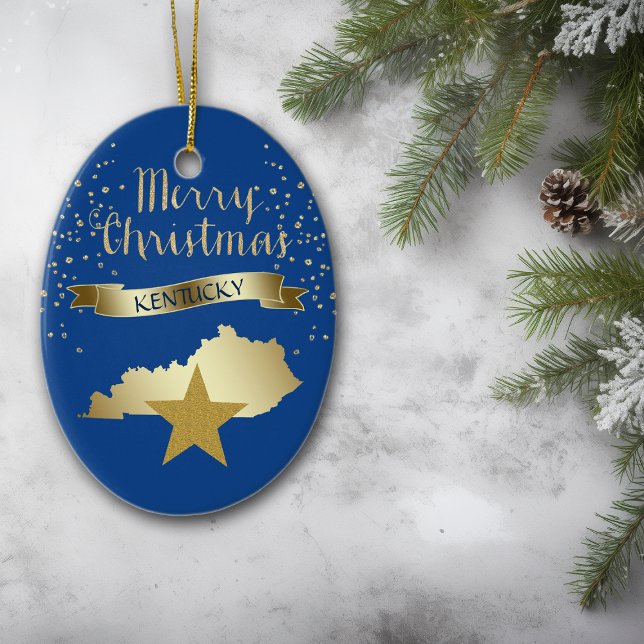 Blue Gold Kentucky Star Keramik Ornament (Von Creator hochgeladen)