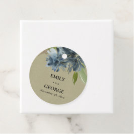 BLUE GOLD KRAFT FLORAL WATERCOLOR BLLORAL WEDD GESCHENKANHÄNGER