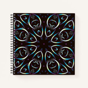 Blue Gold Lilac Glow Mandala Muster Notizbuch
