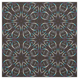 Blue Gold Lilac Glow Mandala Muster Stoff