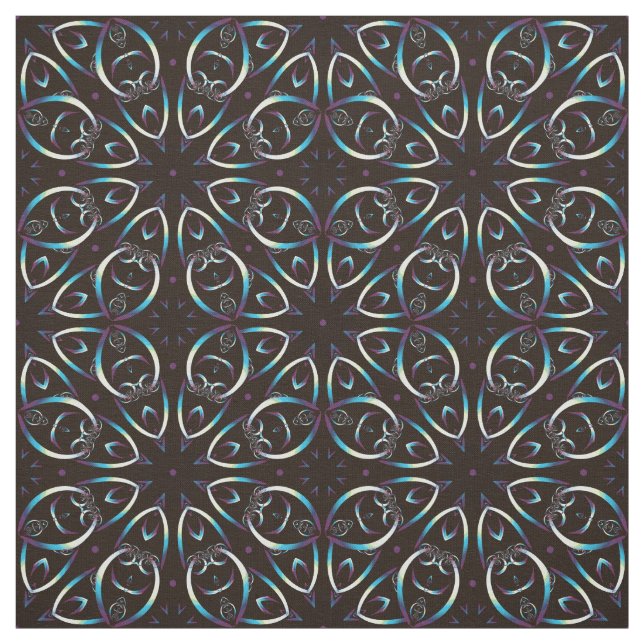 Blue Gold Lilac Glow Mandala Muster Stoff (Muster)
