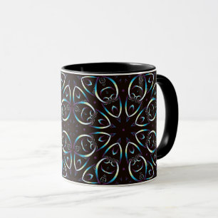 Blue Gold Lilac Glow Mandala Muster Tasse