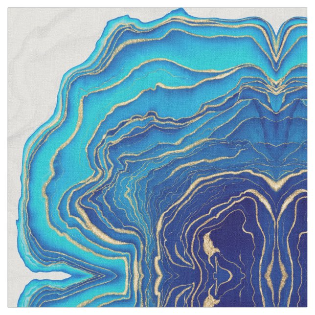 Blue Gold Liquid Painting Fluid Art Abstrakt Stoff (Nahaufnahme)