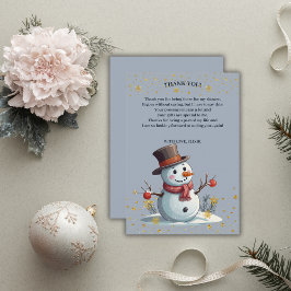 Blue & Gold Little Snowflakes Snowman Baby Dusche Dankeskarte