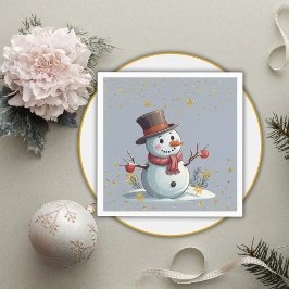 Blue & Gold Little Snowflakes Snowman Baby Dusche Serviette