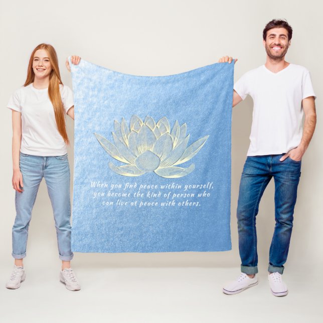 Blue Gold Lotus Yoga Meditation Instructor Quotes Fleecedecke (Beispiel)