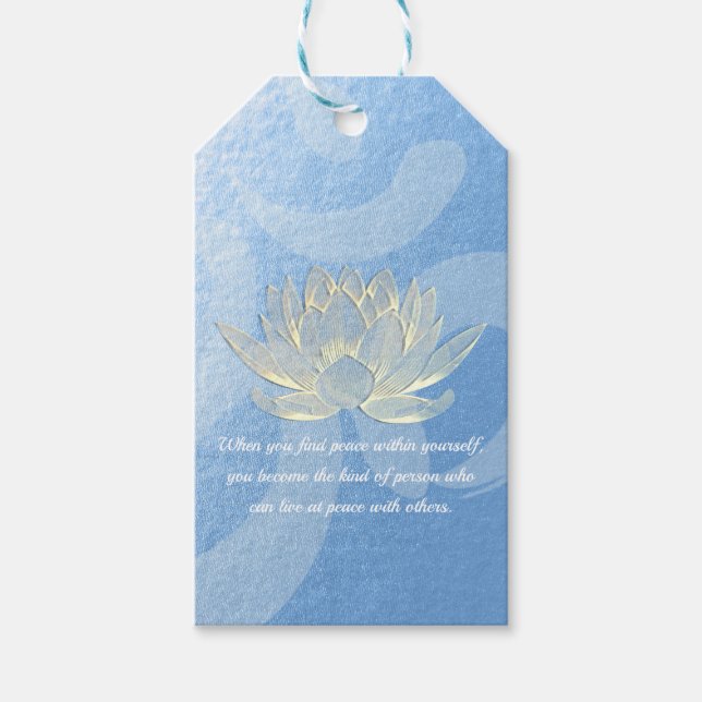 Blue Gold Lotus Yoga Meditation Instructor Quotes Geschenkanhänger (Vorderseite)