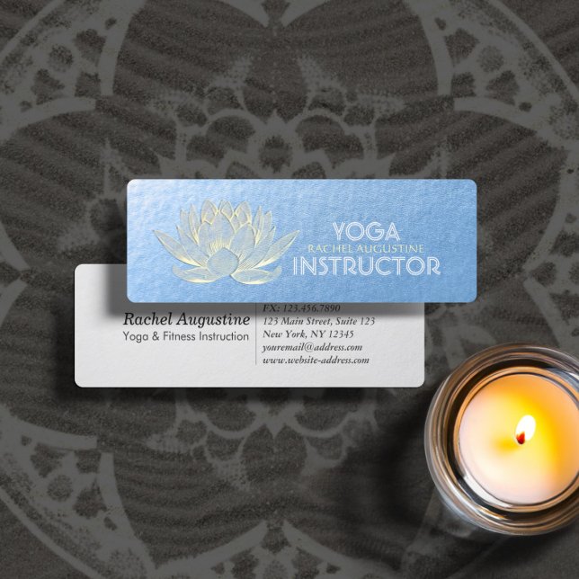 Blue Gold Lotus Yoga Meditation Reiki Instructor Mini Visitenkarte (Von Creator hochgeladen)