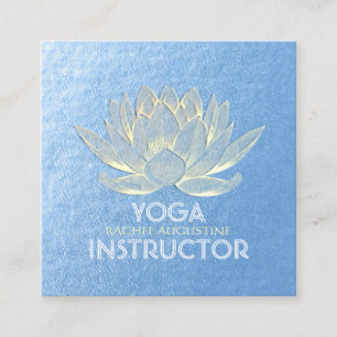 Blue Gold Lotus Yoga Meditation Reiki Instructor Quadratische Visitenkarte