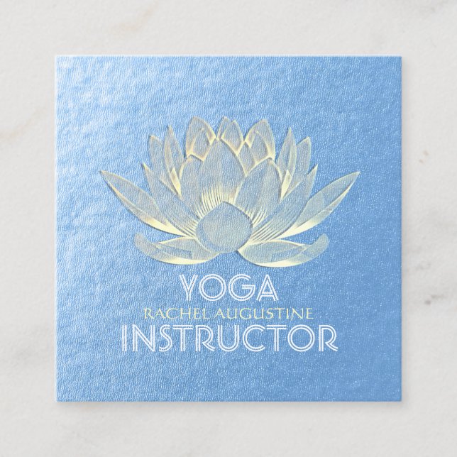 Blue Gold Lotus Yoga Meditation Reiki Instructor Quadratische Visitenkarte (Vorderseite)