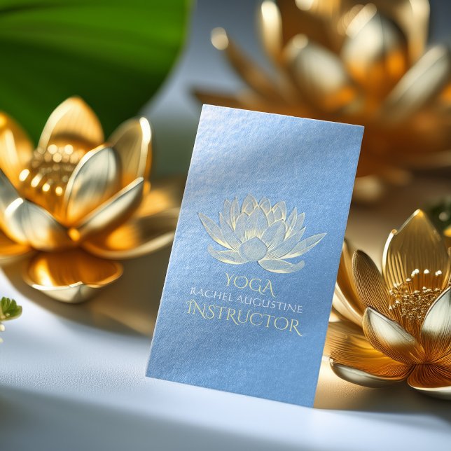 Blue Gold Lotus Yoga Meditation Reiki Instructor Visitenkarte (Von Creator hochgeladen)