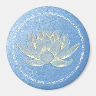 Blue Gold Lotus Yoga Studio Meditation Instructor Magnet