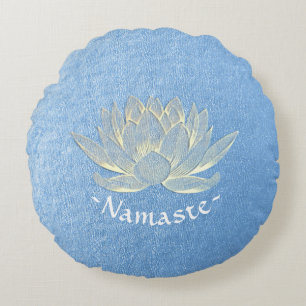 Blue Gold Lotus Yoga Studio Meditation Instructor Rundes Kissen