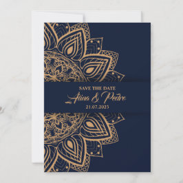 Blue Gold Luxury Wedding Invitation Card Einladung