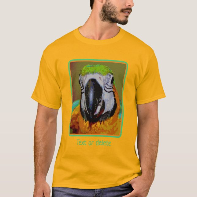 Blue Gold Macaw Parrot Fantastische Abstrakte Kuns T-Shirt (Vorderseite)