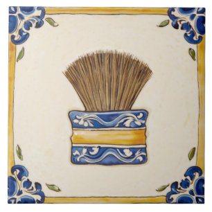 Blue & Gold Makeup Brush oder Shave Brush Badezimm Fliese