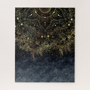 Blue Gold Mandala Floral Puzzle