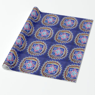 Blue Gold Mandala Glossy Wrapping Paper Geschenkpapier