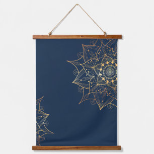 Blue & Gold Mandala   Islamische Kunst Inspiriert Wandteppich Mit Holzrahmen