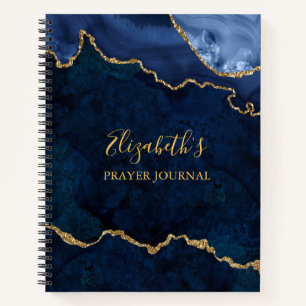 Blue Gold Marble Agate Geode Prayer Journal Notizbuch