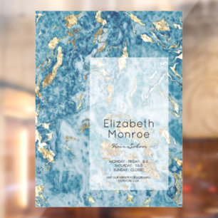 Blue Gold Marble Hair Salon Fensteraufkleber
