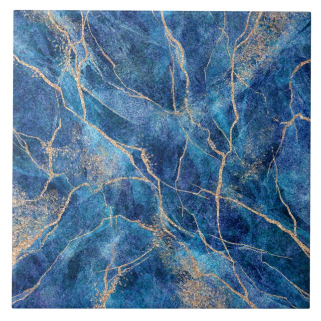 Blue Gold Marble Hübsch Fliese (Vorderseite)