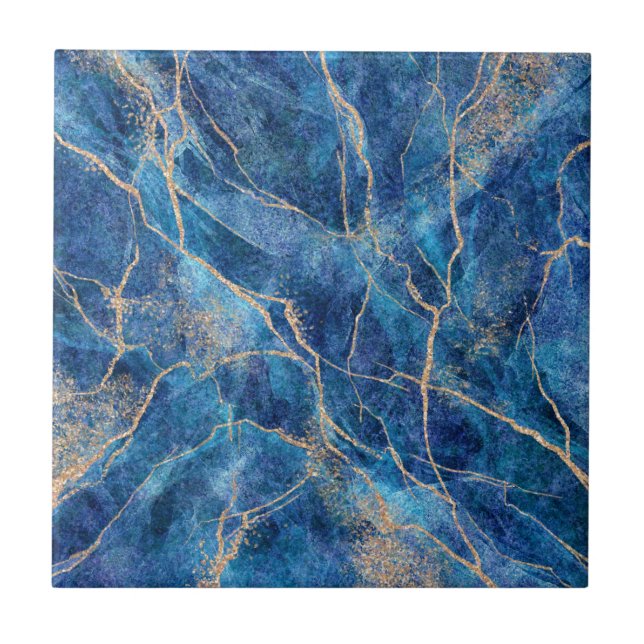 Blue Gold Marble Hübsch Fliese (Vorderseite)