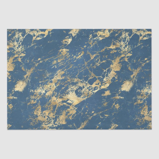 Blue Gold Marble Seidenpapier (Vorderseite)