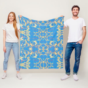 Blue + Gold-Marmor Fleecedecke