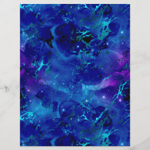 Blue & Gold Marmor Galaxy Scrapbook Paper Sheet