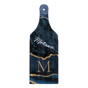 Blue Gold Marmor Individuelle Name Letter Cutting Schneidebrett