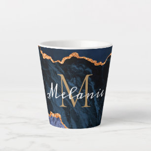 Blue Gold Marmor Latte Tasse Ihr Name und Ihr Buch