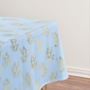 Blue Gold Meerjungfrau Thema Baby Dusche Geburtsta Tischdecke