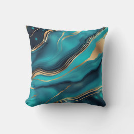Blue Gold Metallic Marmorstein Kissen