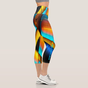 Blue-Gold-Metallic-Muster 33 Capri Leggings