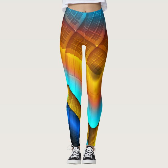 Blue-Gold-Metallic-Muster 33 Leggings (Vorderseite)