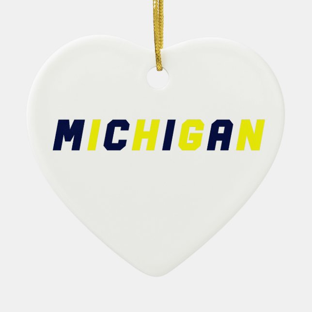 Blue & Gold Michigan Keramik Ornament (Vorne)