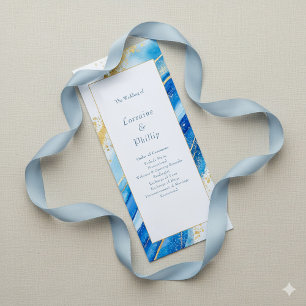 Blue Gold Moderne Ordnung der Zeremonie Hochzeit Programm