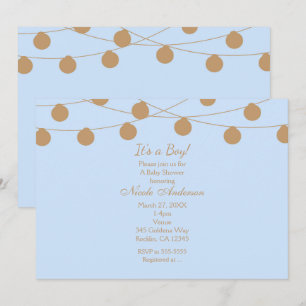 Blue & Gold Moderne String Lights - Einladung