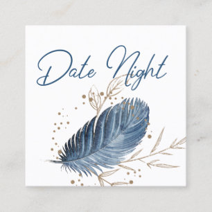 Blue Gold Modernes Flora Elegantes Date Night Card Quadratische Visitenkarte