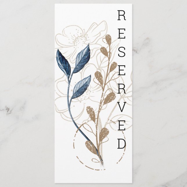 Blue Gold Modernes Floral Elegantes Design Menükarte (Vorderseite)