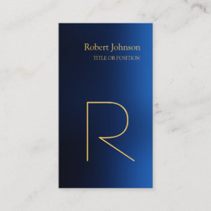 Blue Gold Monogram Business Card Visitenkarte