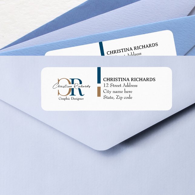 Blue Gold Monogram Simple Modern (Von Creator hochgeladen)