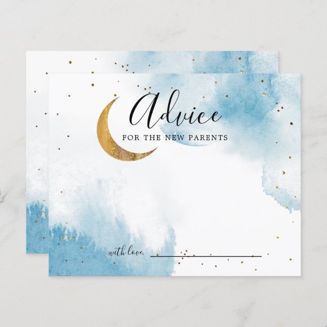 Blue Gold Moon Stars Baby Shower Addon Card (Vorne/Hinten)