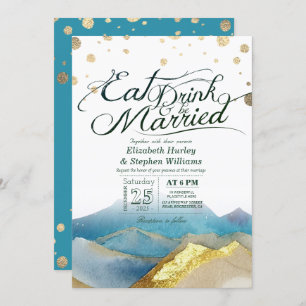 Blue Gold Mountains essen Drink & Sei Verheiratet Einladung